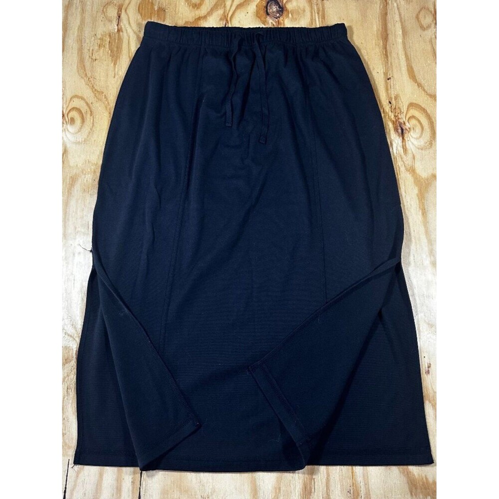 Avenue Black Drawstring Side Slit Maxi Skirt - 14/16